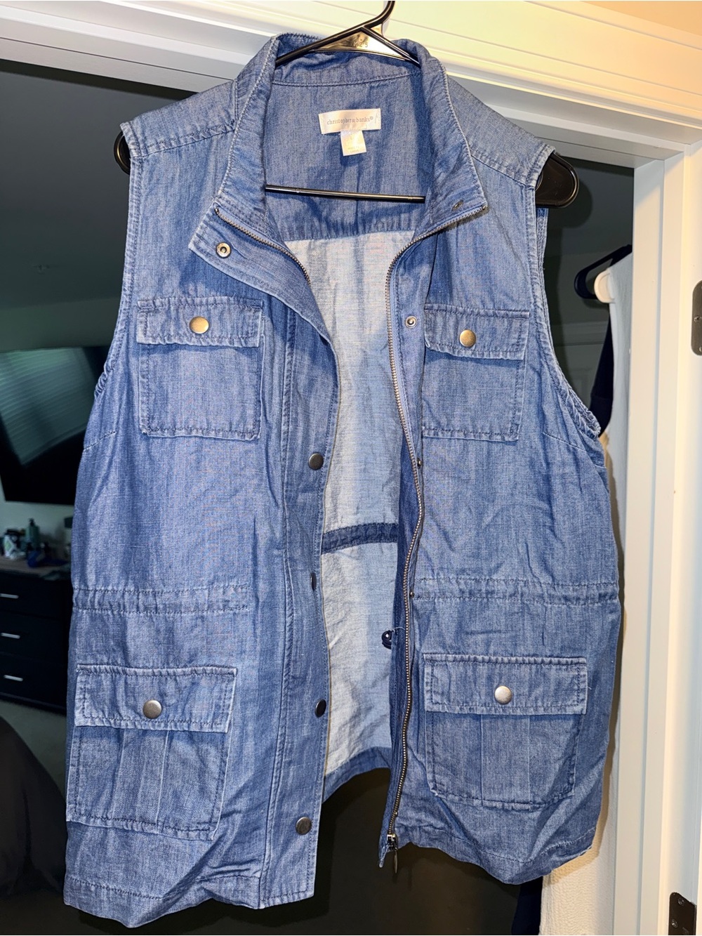 Christopher & Banks Light Blue Denim Utility Vest